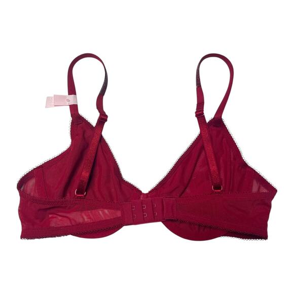 Victoria's Secret Shine Unlined Low-Cut Demi Bra Hearts Red Lacquer Size 32B - Picture 2 of 4